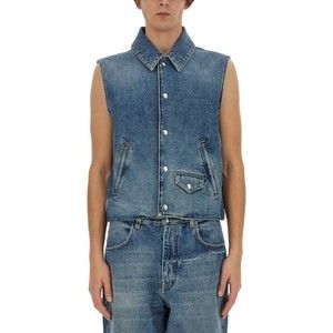 Givenchy Cropped Denim Vest With Classic Collar - NWT